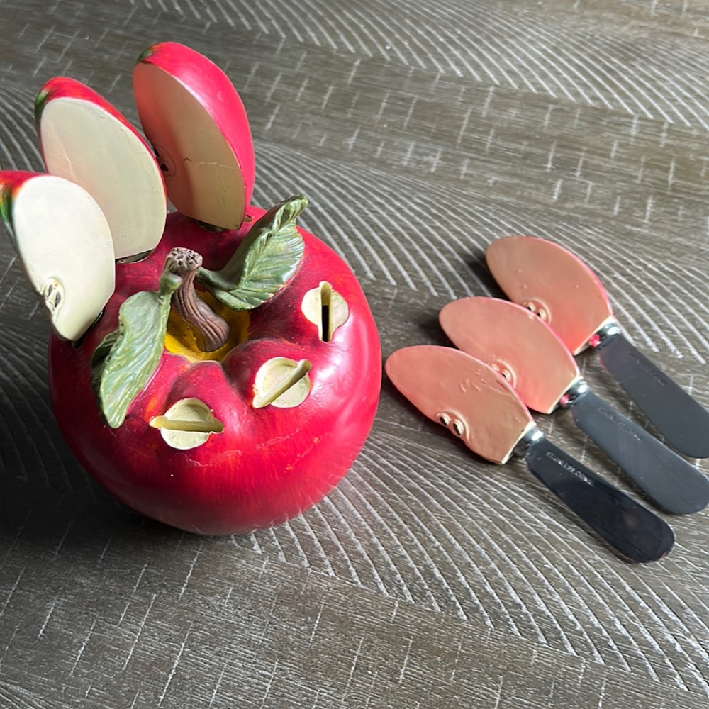Vtg apple Pate knife cheese spreaders jam jelly made in china 6x5